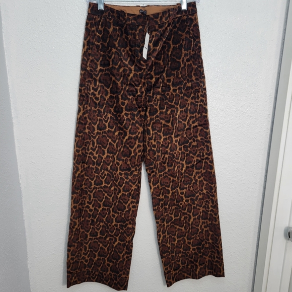 J Crew Washed velvet wide-leg trouser in jaguar print CQ057 Size 00 NWT - Picture 5 of 9